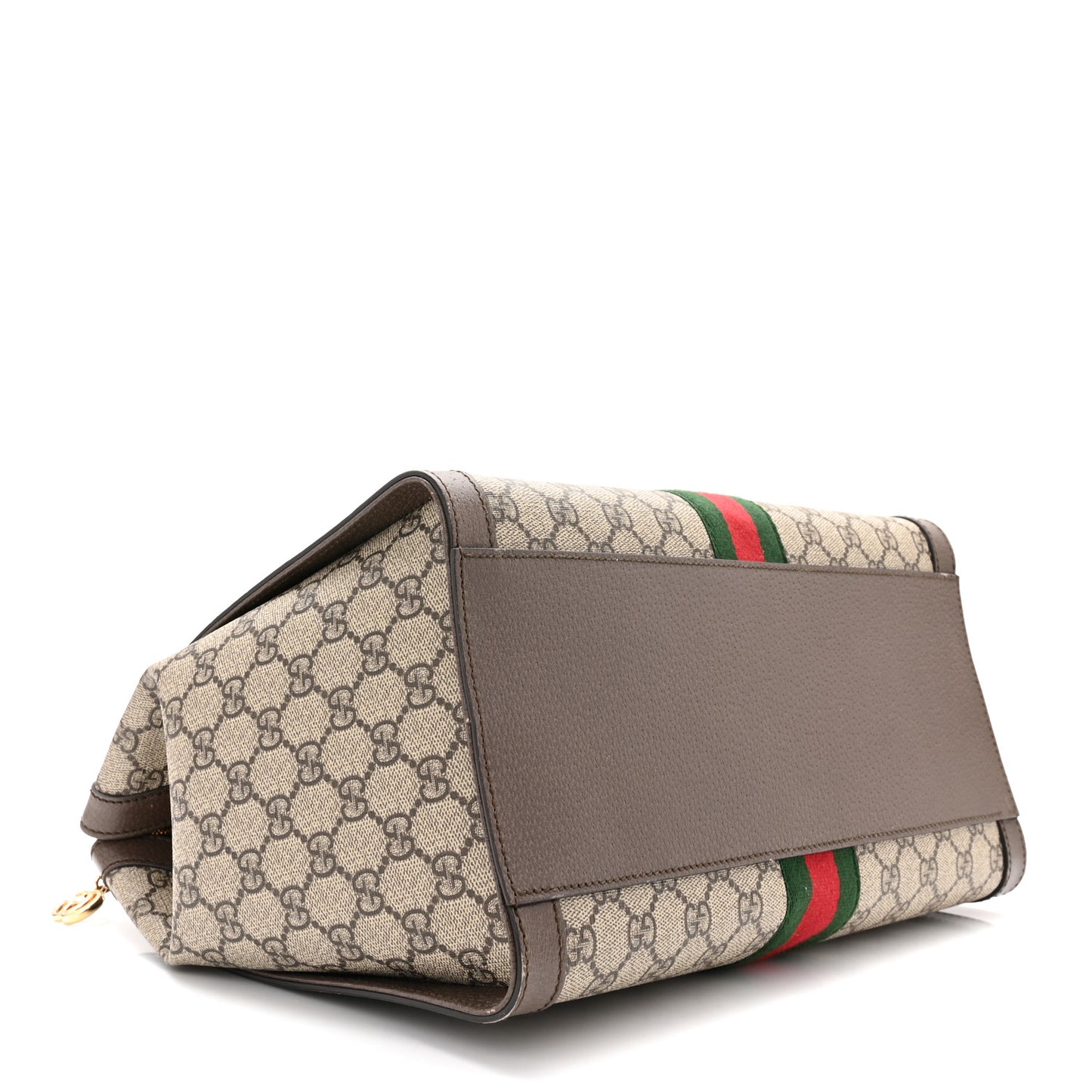 GG Supreme Monogram Web Medium Ophidia Tote Bag Brown