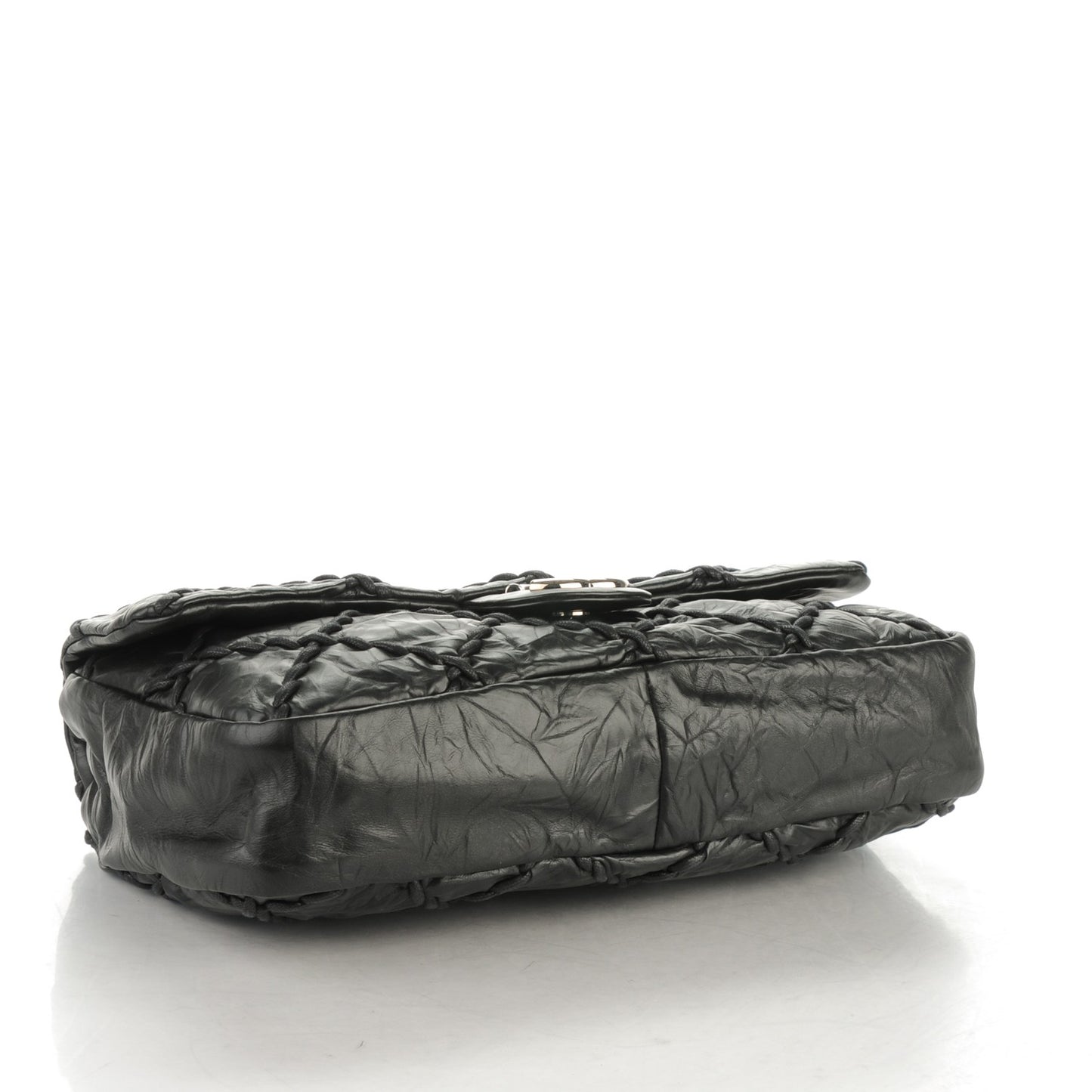 Calfskin Ultra Stitch Oversize Flap Black
