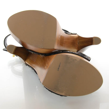 Fendi Leather Wood Platform Heels 35 Brown 4 of 7