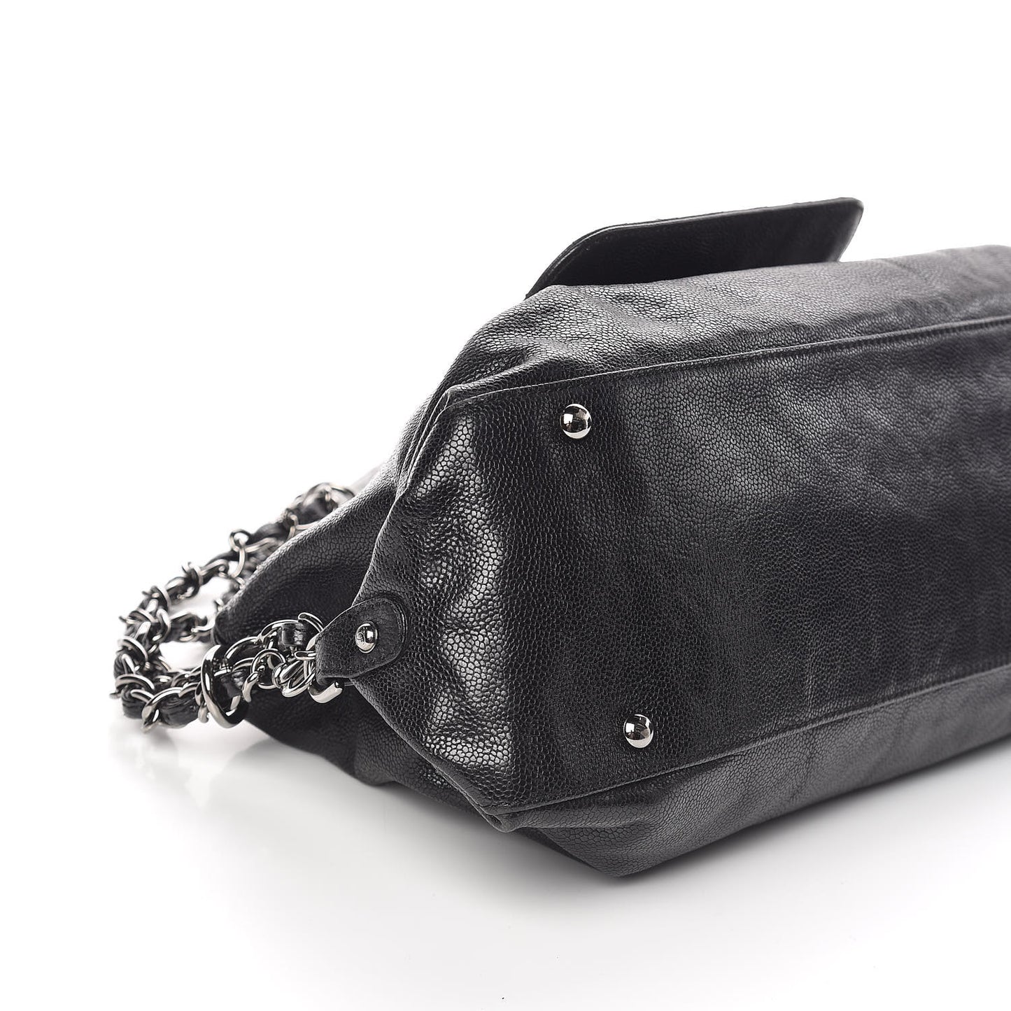 Glazed Caviar Pocket In The City Shoulder Bag Black