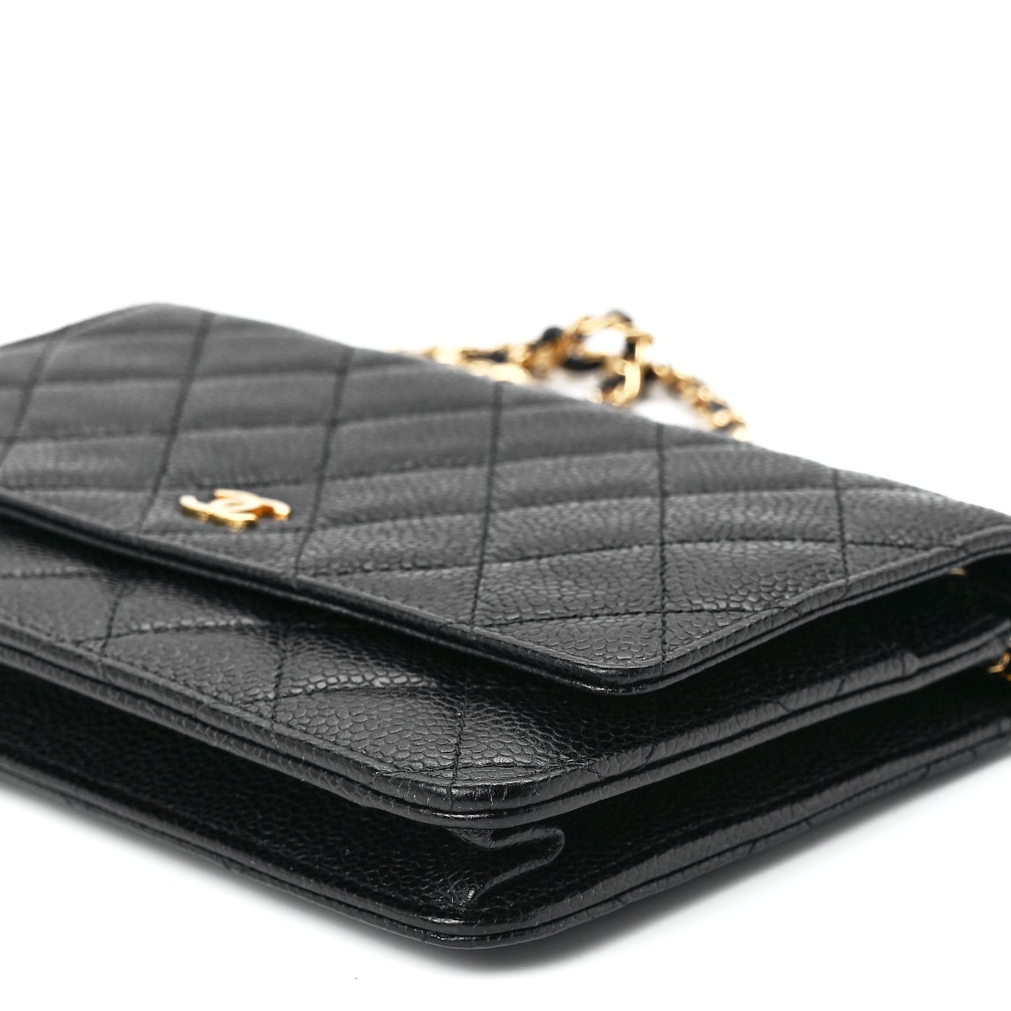 Caviar Quilted Wallet on Chain WOC Black