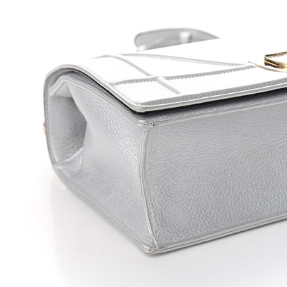 Christian Dior Metallic Grained Calfskin Medium Diorama Flap Bag Silver 8 of 10