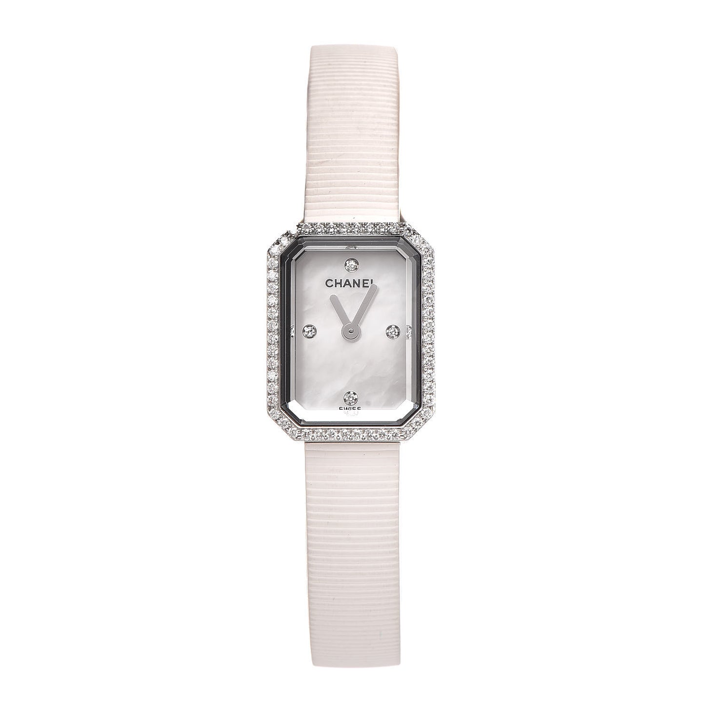 Stainless Steel Rubber Diamond Bezel Mother of Pearl 16mm Premiere Quartz Watch
