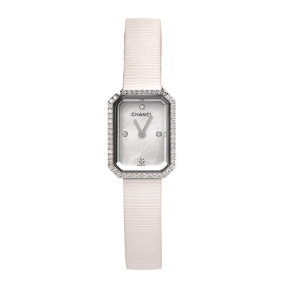 Chanel Stainless Steel Rubber Diamond Bezel Mother of Pearl 16mm Premiere Quartz Watch 1 of 7