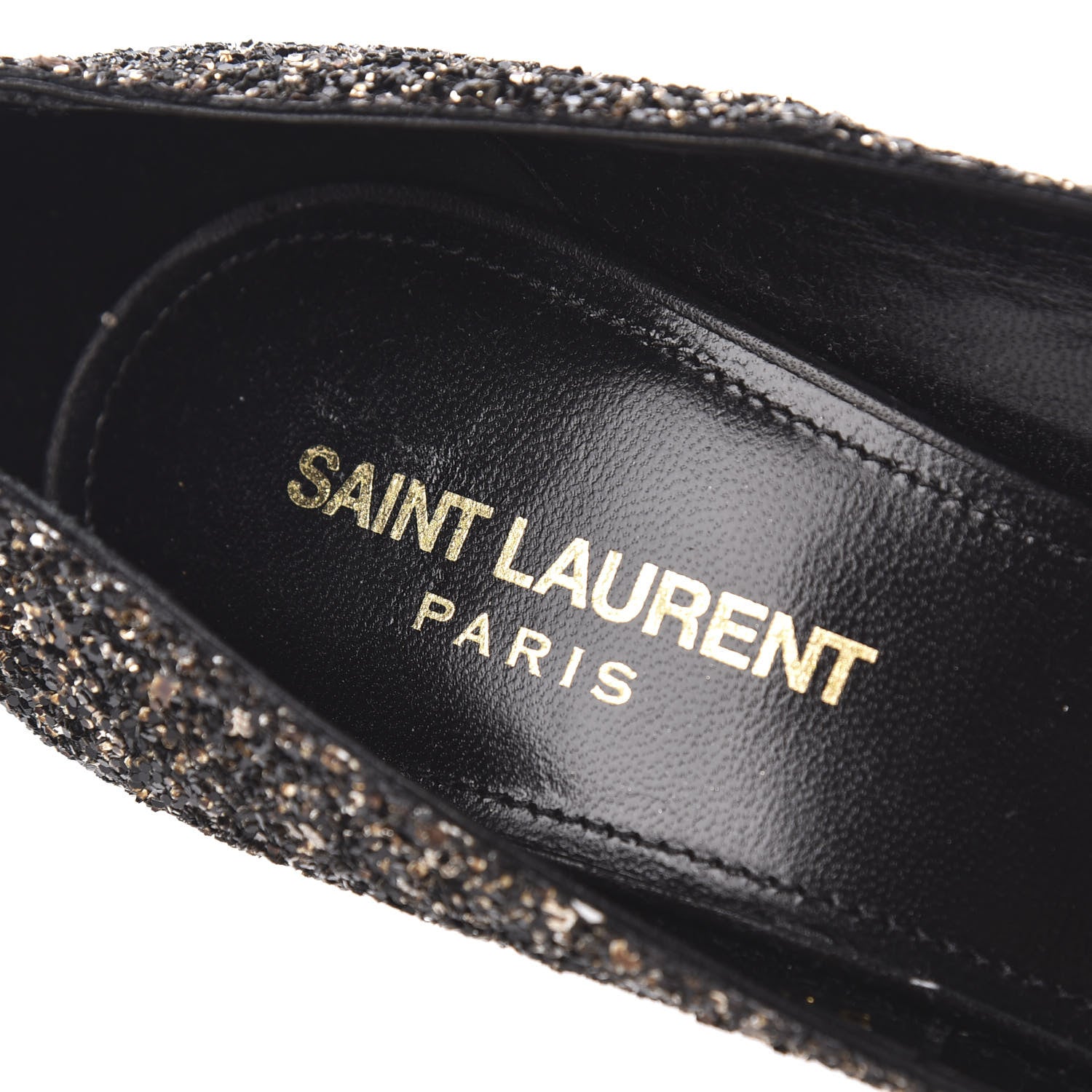Saint Laurent Glitter Era Pumps 38 Black Silver 6 of 9