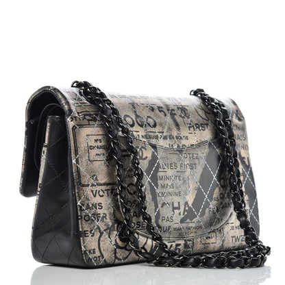 Chanel Lambskin Hand Painted Medium Double Flap Black 3 of 9