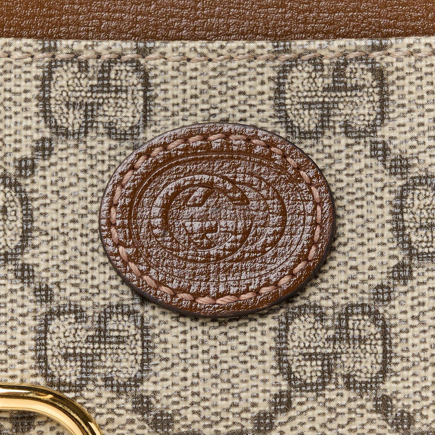 Gucci GG Supreme Monogram Azalea Calfskin Retro Interlocking G Compact Wallet Beige Ebony Brown Sugar 9 of 9