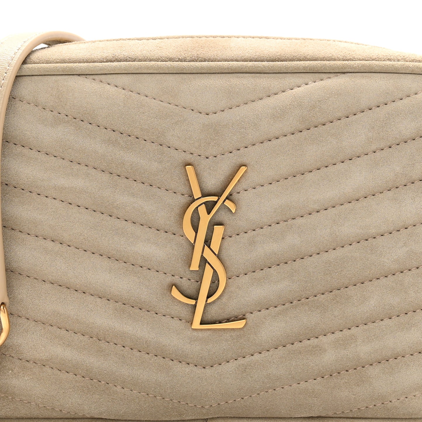 Suede Matelasse Monogram Mini Lou Camera Bag Matte Gold