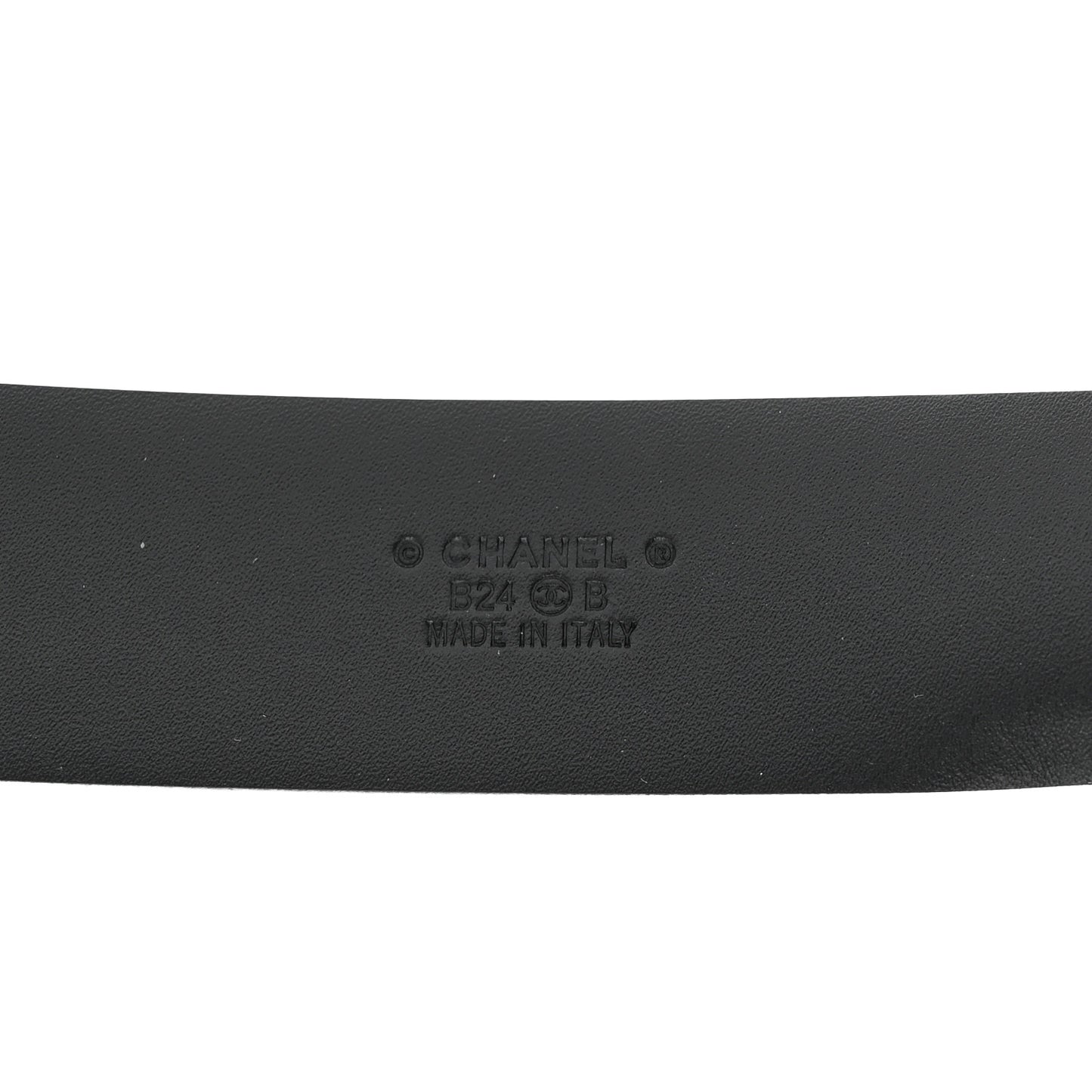 Calfskin Metal Enamel CC Belt 95 38 Black Golden