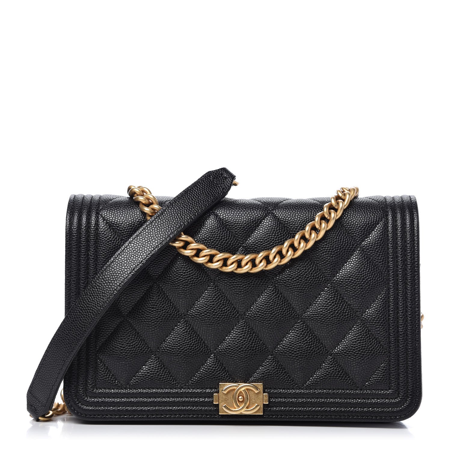 Chanel Caviar Quilted Boy Wallet On Chain WOC Black 1 of 11