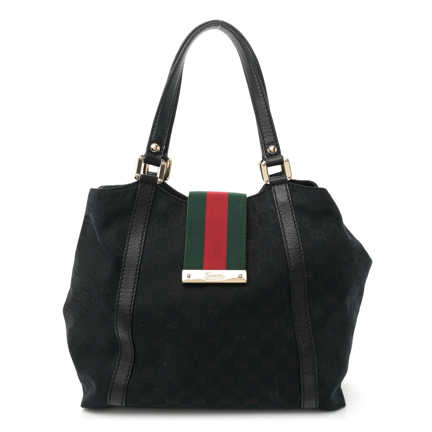 Gucci Monogram New Ladies Web Tote Black 1 of 10