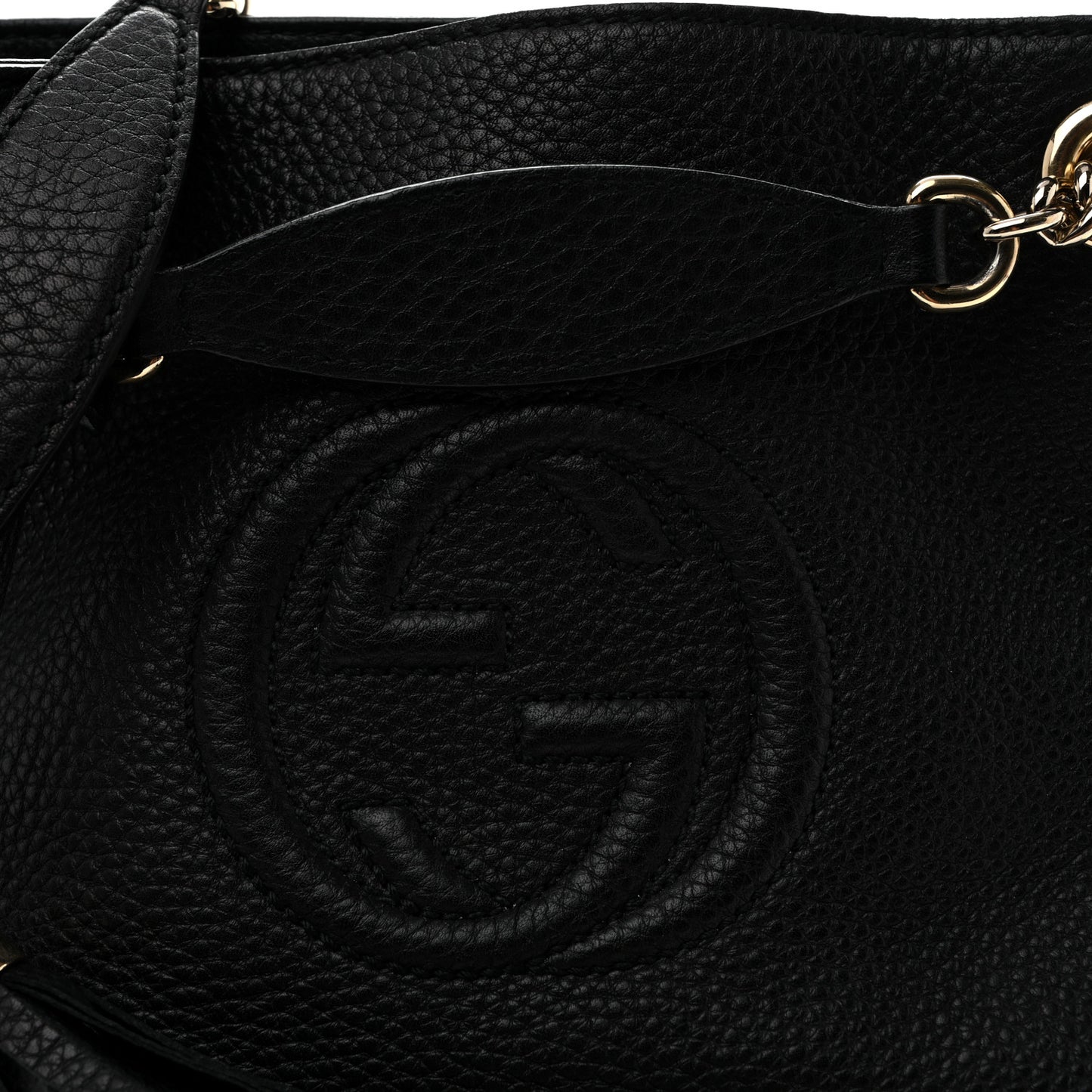 Pebbled Calfskin Small Soho Chain Shoulder Bag Black