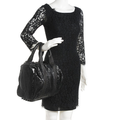 Alexander Wang Leather Laser Cut Rocco Duffel Black Black Nickel Hardware 2 of 10
