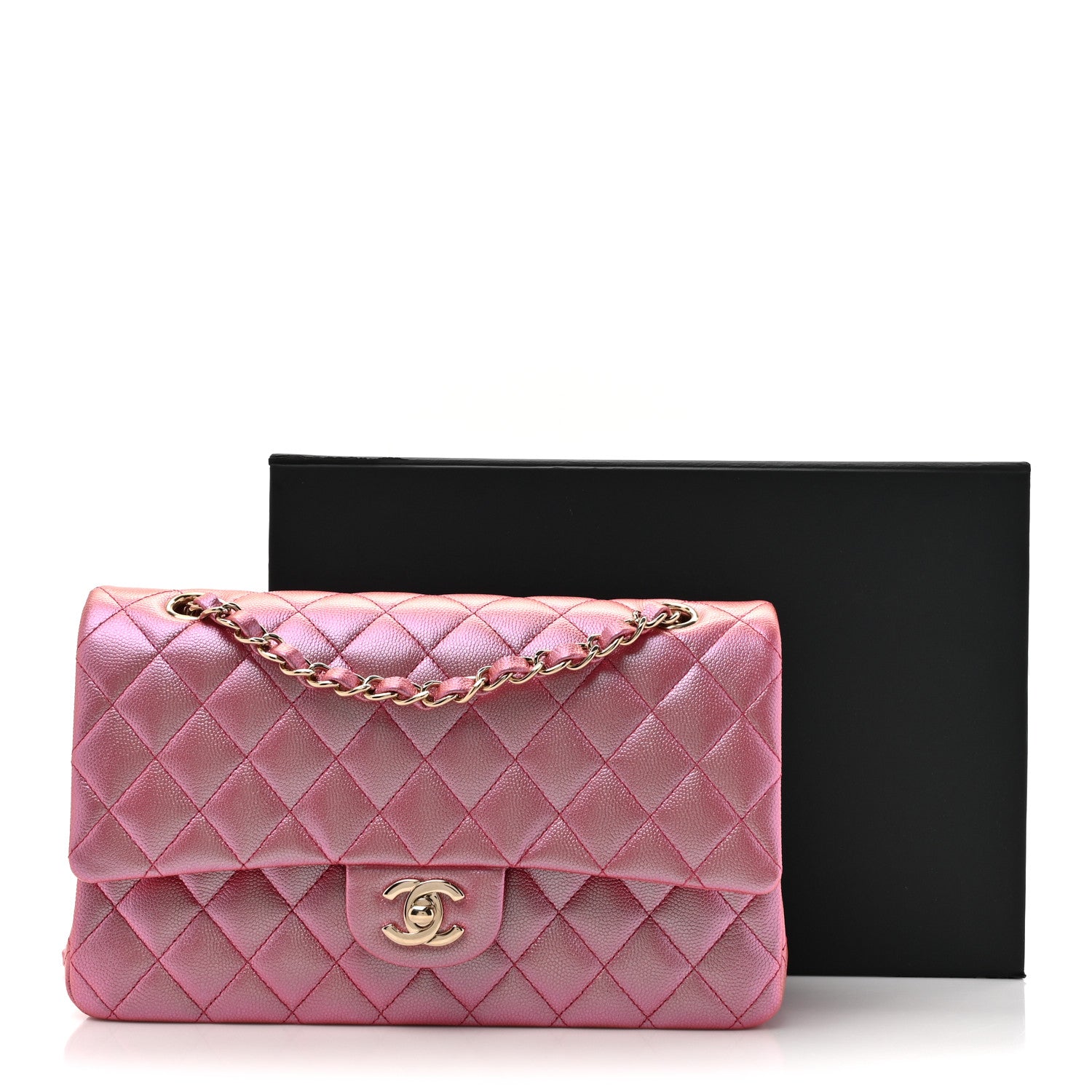 Chanel Iridescent Caviar Quilted Medium Double Flap Pink 11 of 11