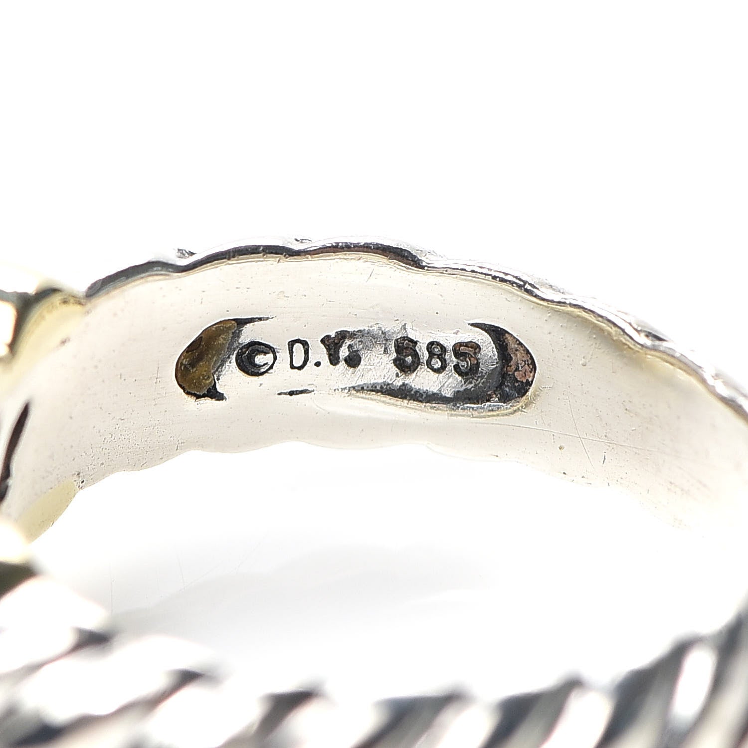 David Yurman Sterling Silver 14K Yellow Gold Blue Topaz 10mm Noblesse Ring 52 6 4 of 4