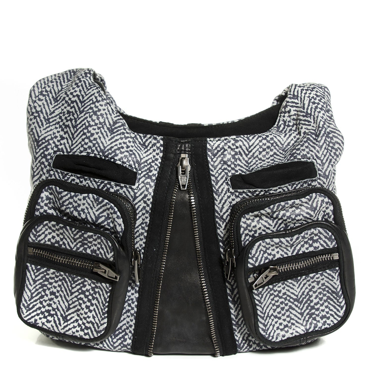 Alexander Wang Washed Lambskin Donna Hobo Black White 1 of 8