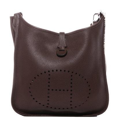 Hermes Taurillon Clemence Evelyne III PM Chocolate 1 of 7