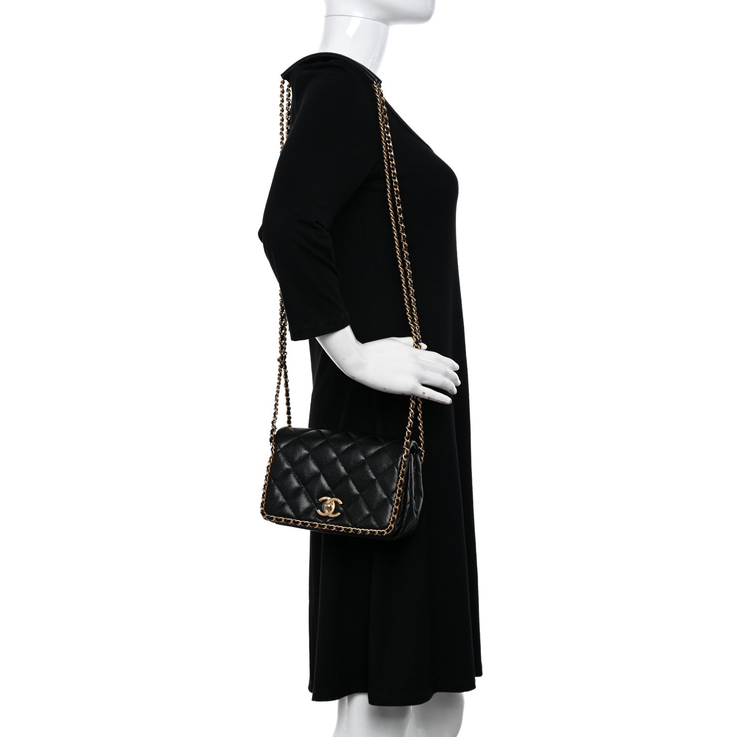 Chanel Caviar Quilted Mini Never Ending Chain Flap Black 2 of 10