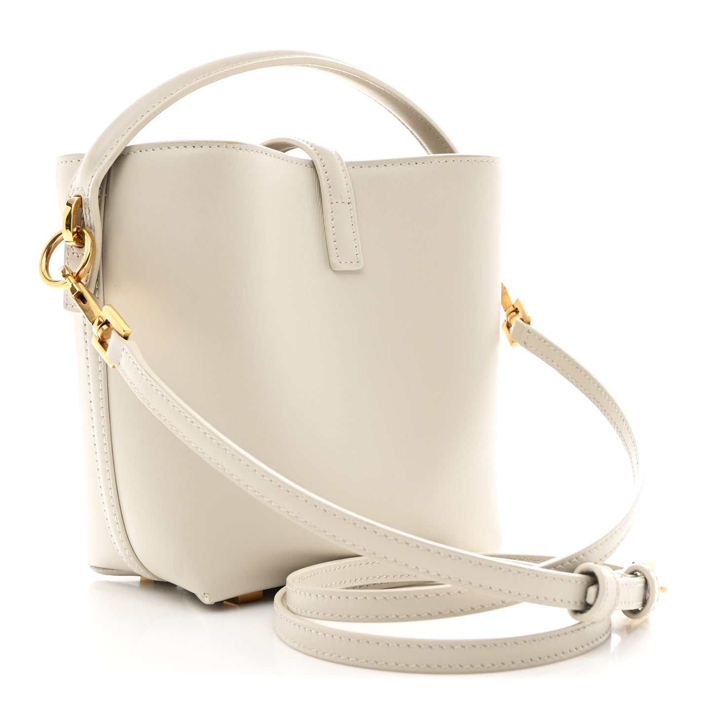 Shiny Calfskin Le 37 Mini Bucket Bag Blanc Vintage