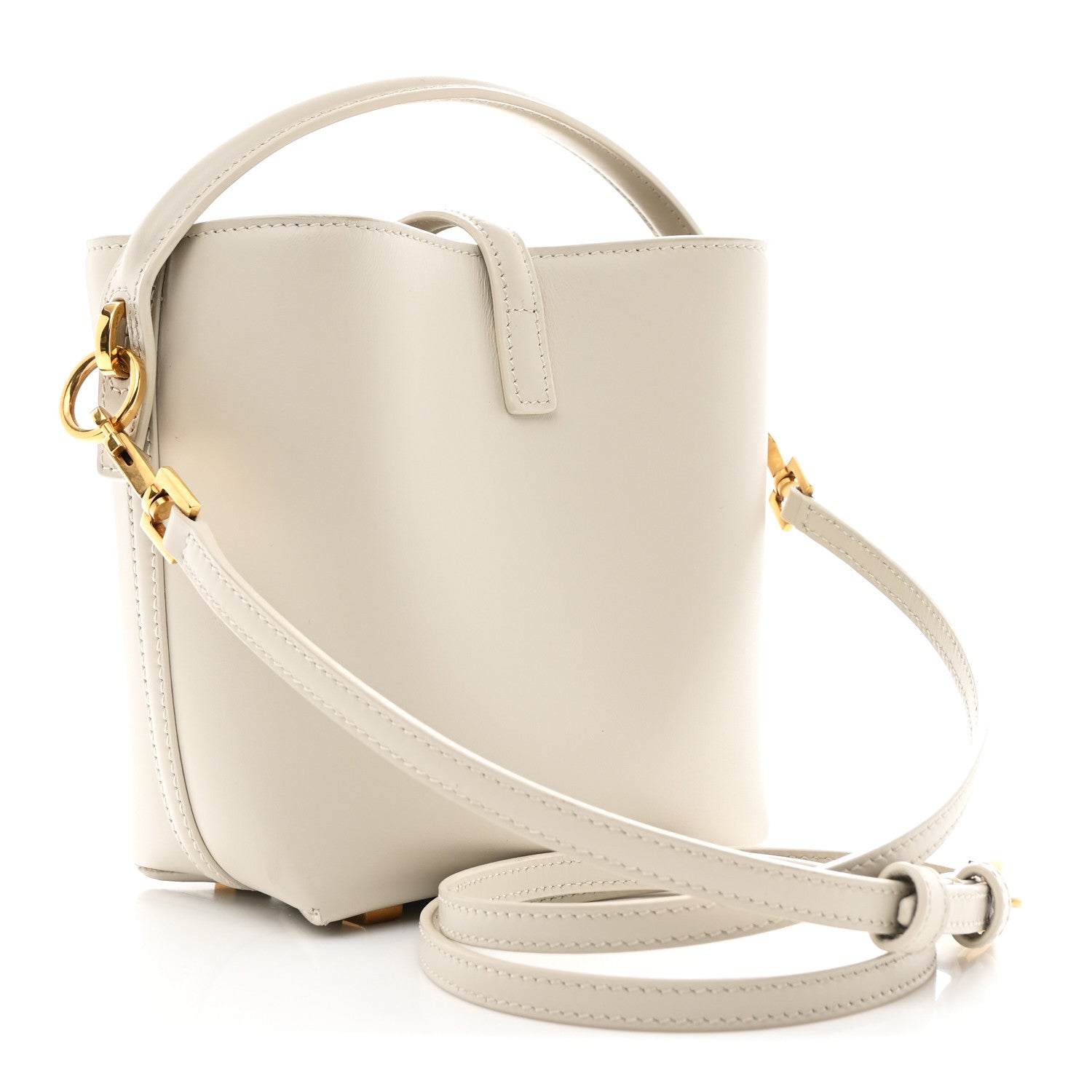 Saint Laurent Shiny Calfskin Le 37 Mini Bucket Bag Blanc Vintage 3 of 10