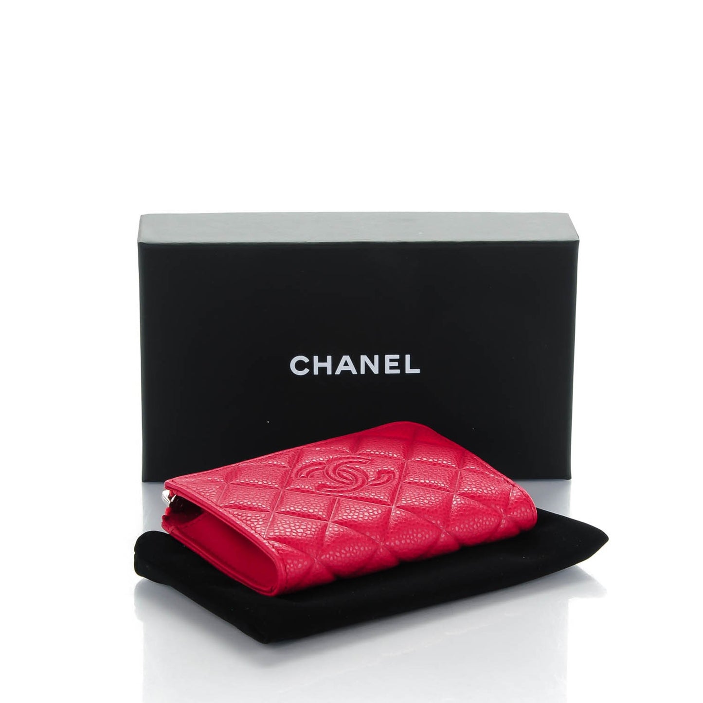 Caviar Quilted Diamond CC Key Holder Case Dark Pink