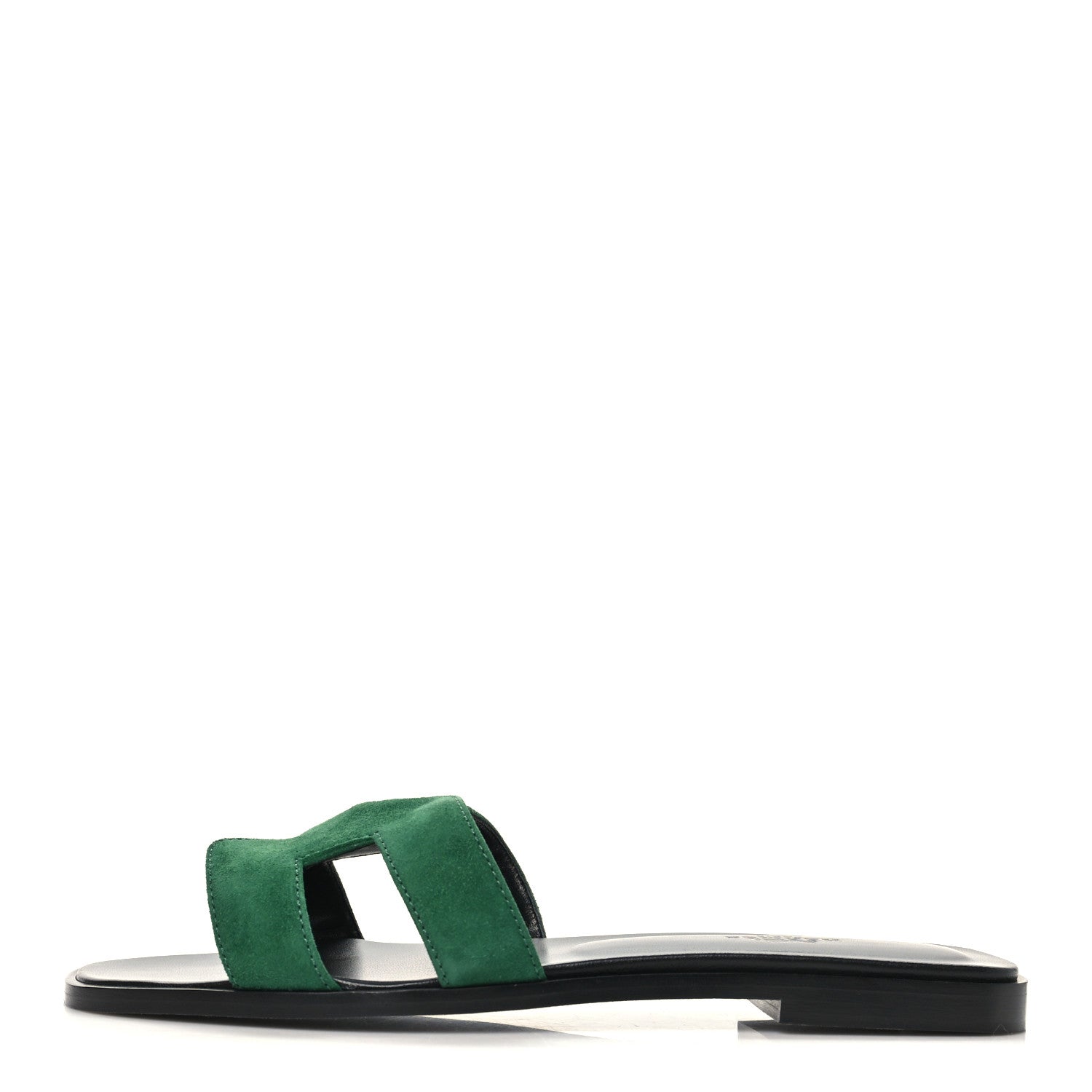 Hermes Suede Goatskin Oran Sandals 38.5 Vert Electrique 1 of 10