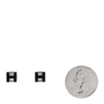 Hermes Palladium Lacquered Cage d'H Earrings Black 2 of 4