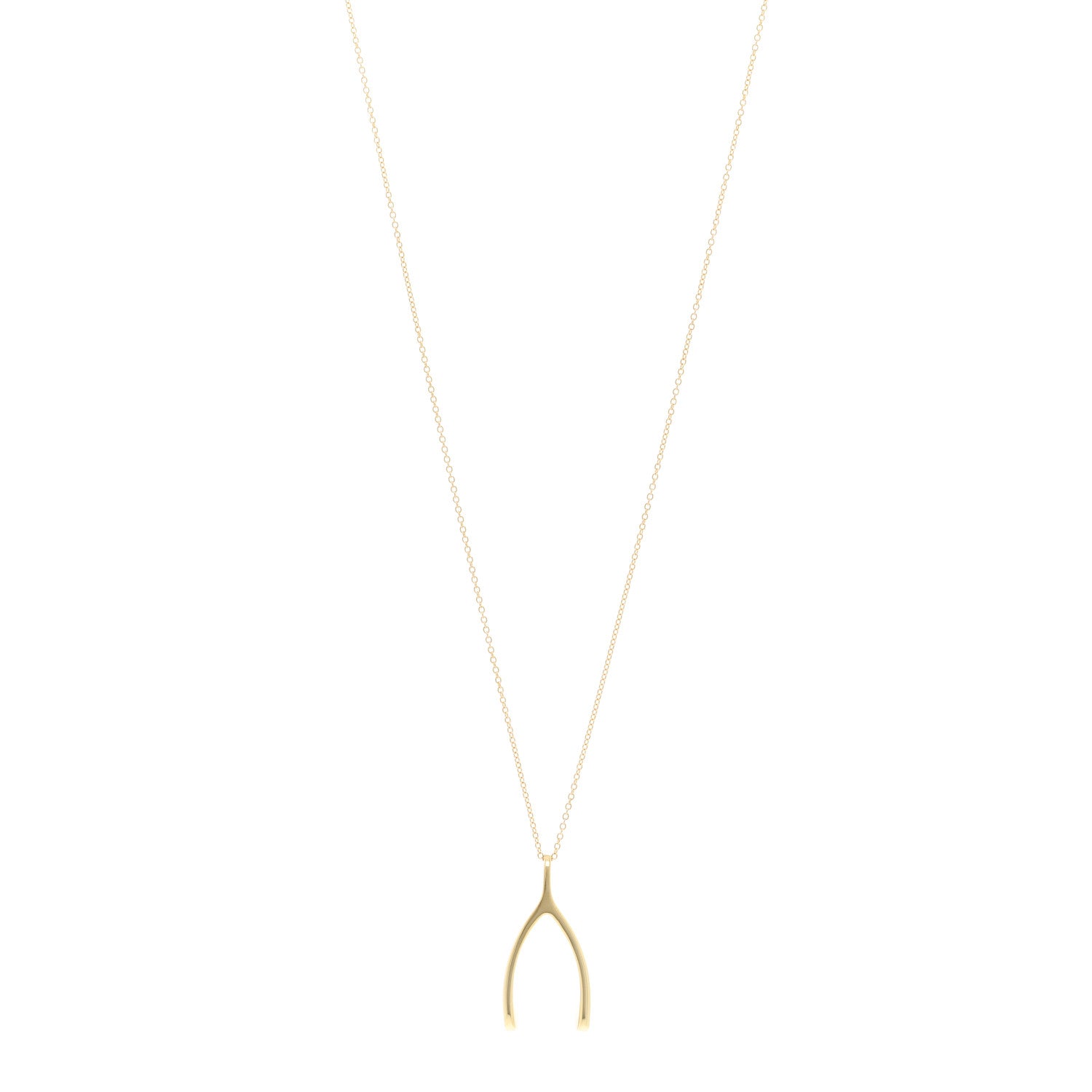 Jennifer Meyer 18K Yellow Gold Wishbone Pendant Necklace 1 of 5