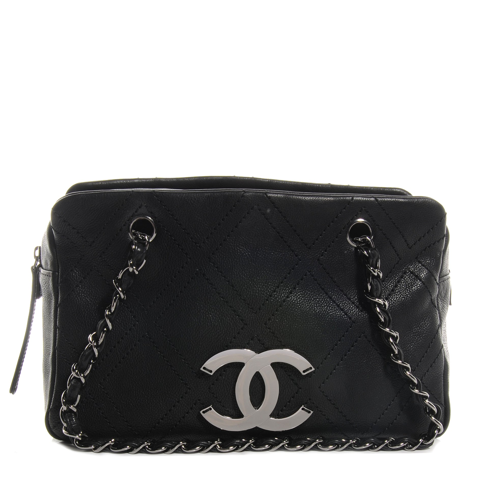 Chanel Calfskin Small Diamond Stitch Tote Black 1 of 8