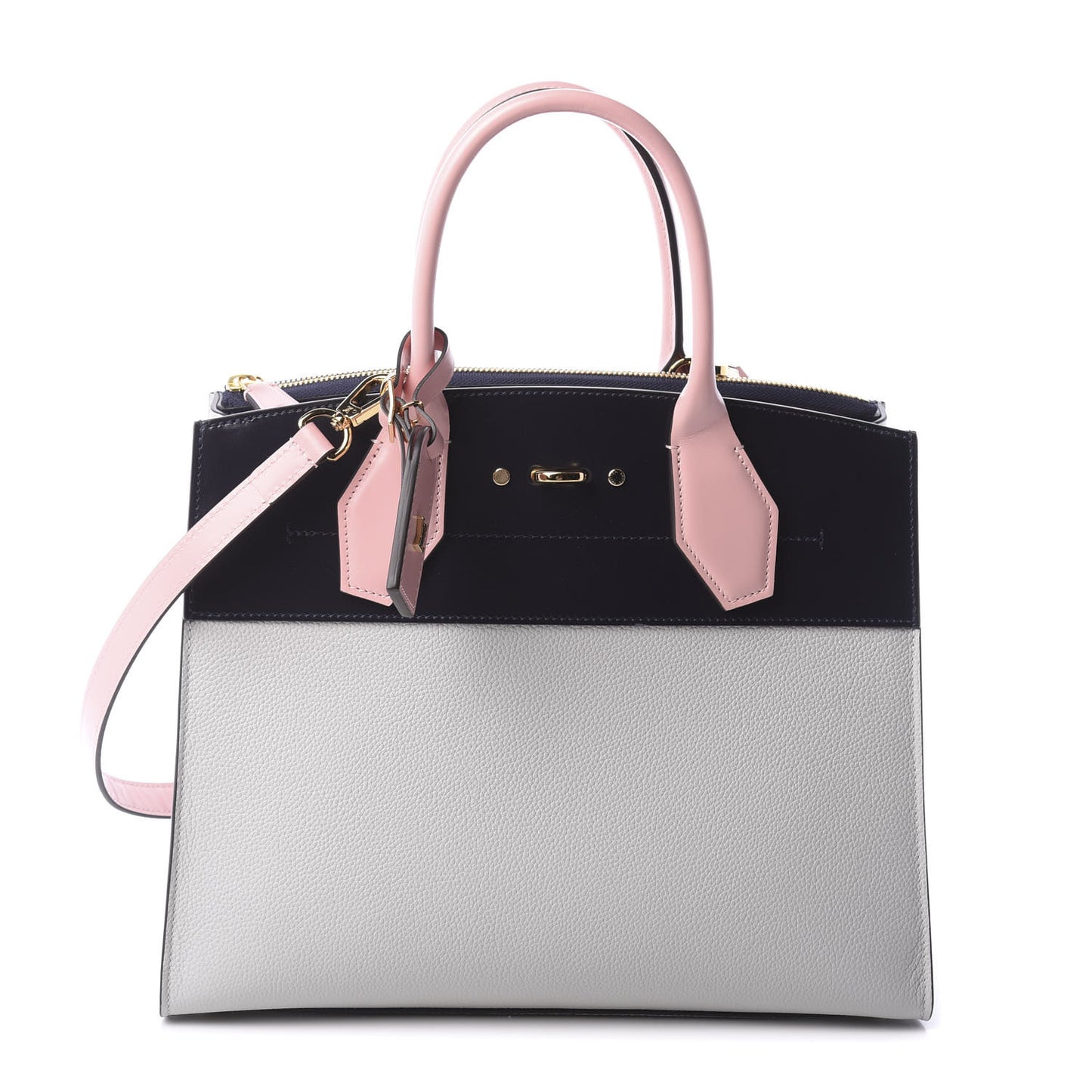 Calfskin City Steamer MM Gris Antartica Navy Rose Doux