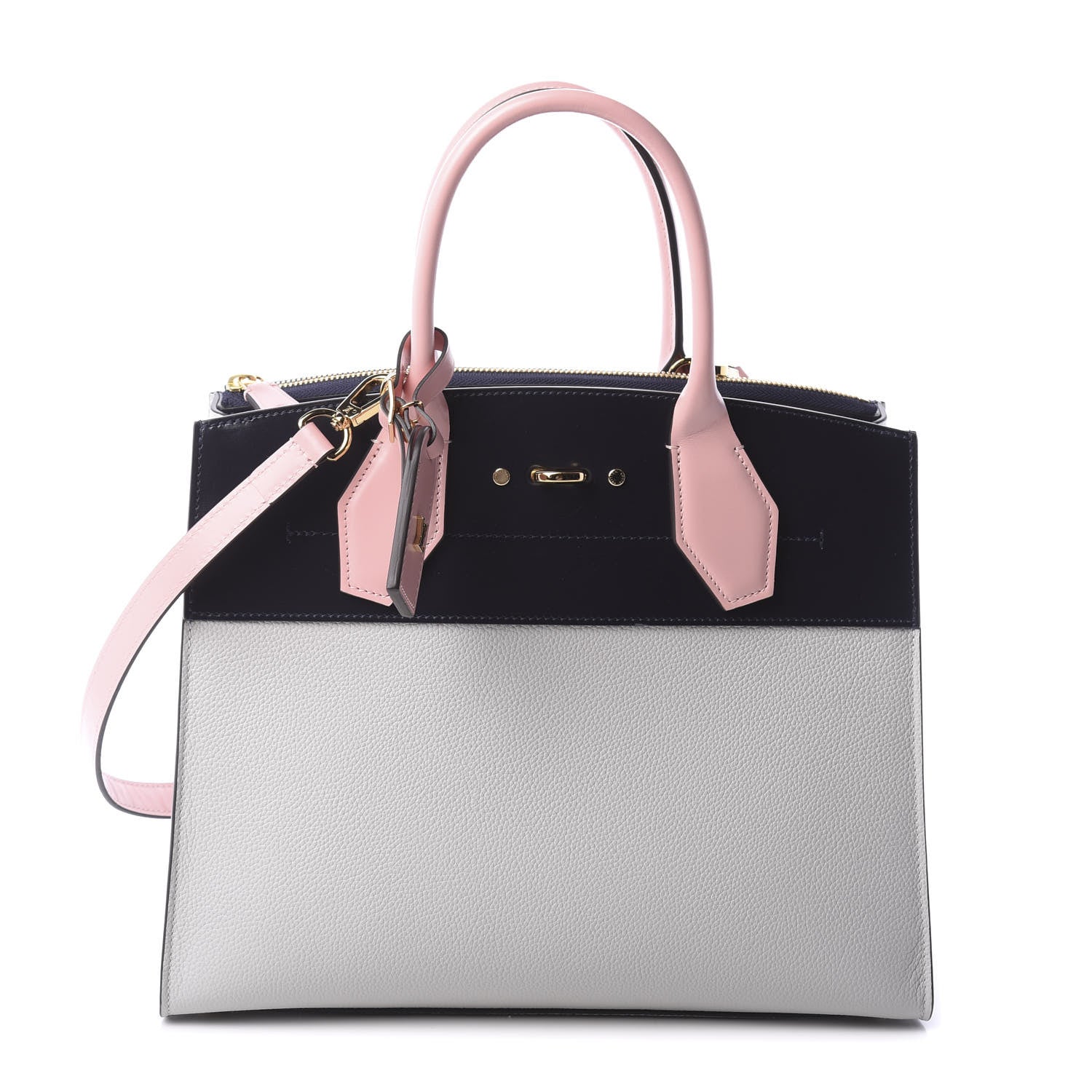 Louis Vuitton Calfskin City Steamer MM Gris Antartica Navy Rose Doux 1 of 10