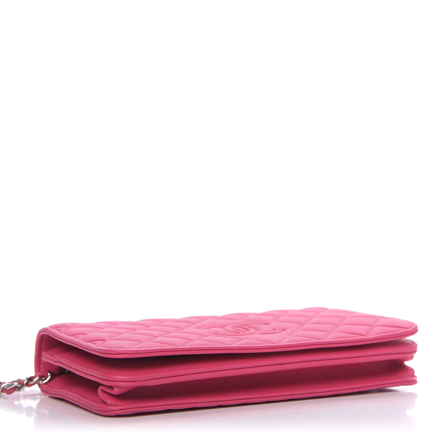Chanel Lambskin Quilted Diamond CC Wallet On Chain WOC Pink 3 of 10