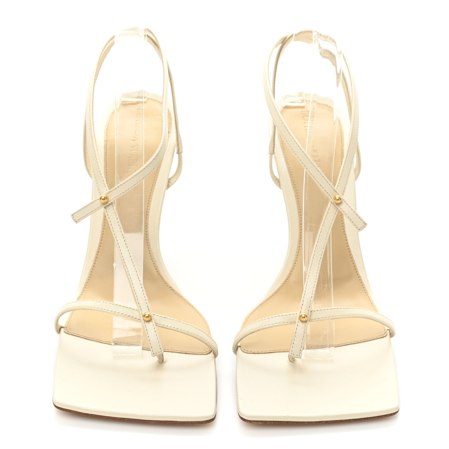Lambskin Studded Stretch Multi Strap 90mm Sandals 41 Sea Salt
