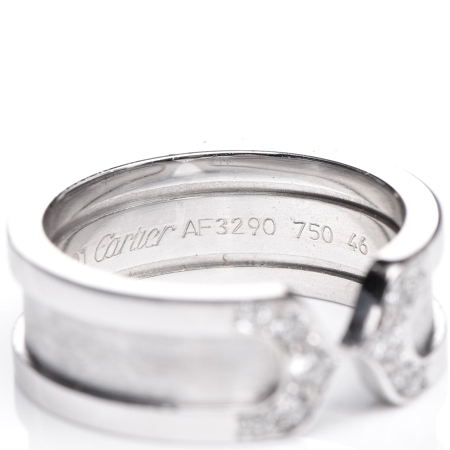 18K White Gold Diamond 6.5mm Logo De Ring 46 3.75