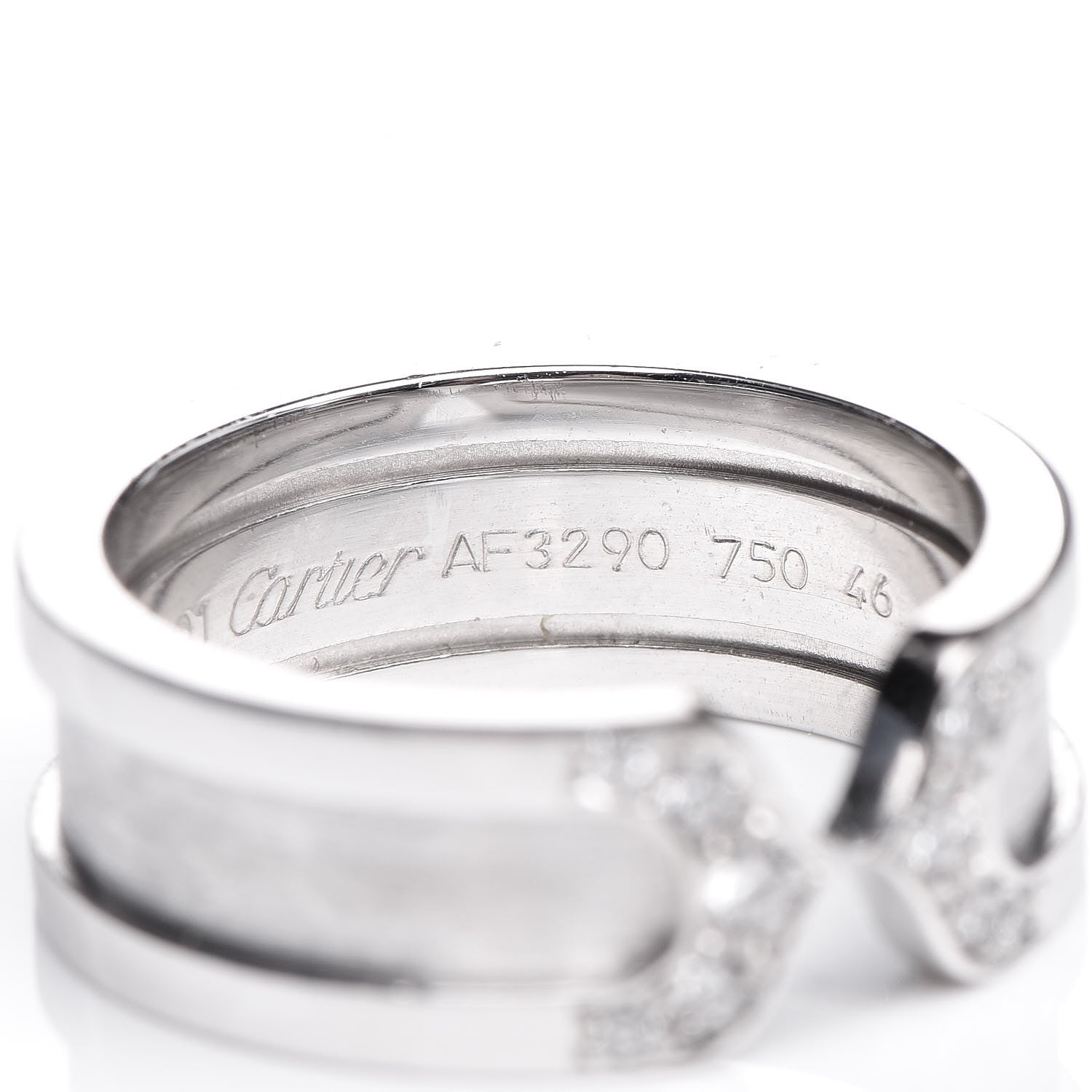 Cartier 18K White Gold Diamond 6.5mm Logo De Ring 46 3.75 5 of 6