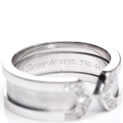 Cartier 18K White Gold Diamond 6.5mm Logo De Ring 46 3.75 5 of 6