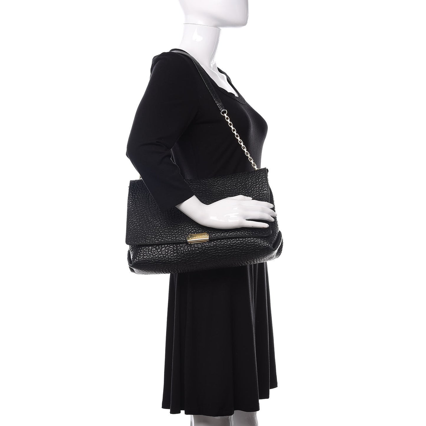 Signature Grain Large Mildenhall Shoulder Bag Black