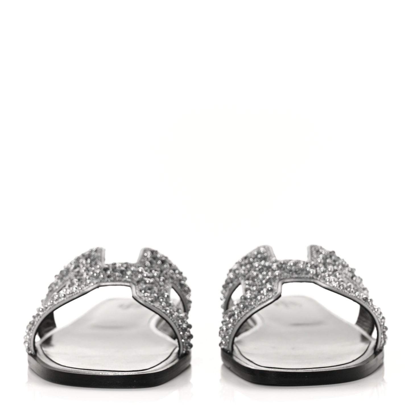 Velvet Goatskin Crystal Beads Oran Sandals 37.5 Gris Argente