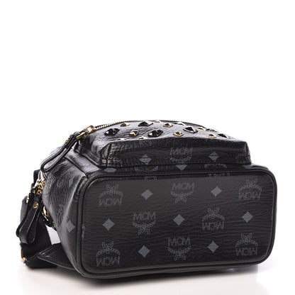 MCM Visetos Bi-Color Studded Mini Stark Backpack Black Scooter Red 4 of 10