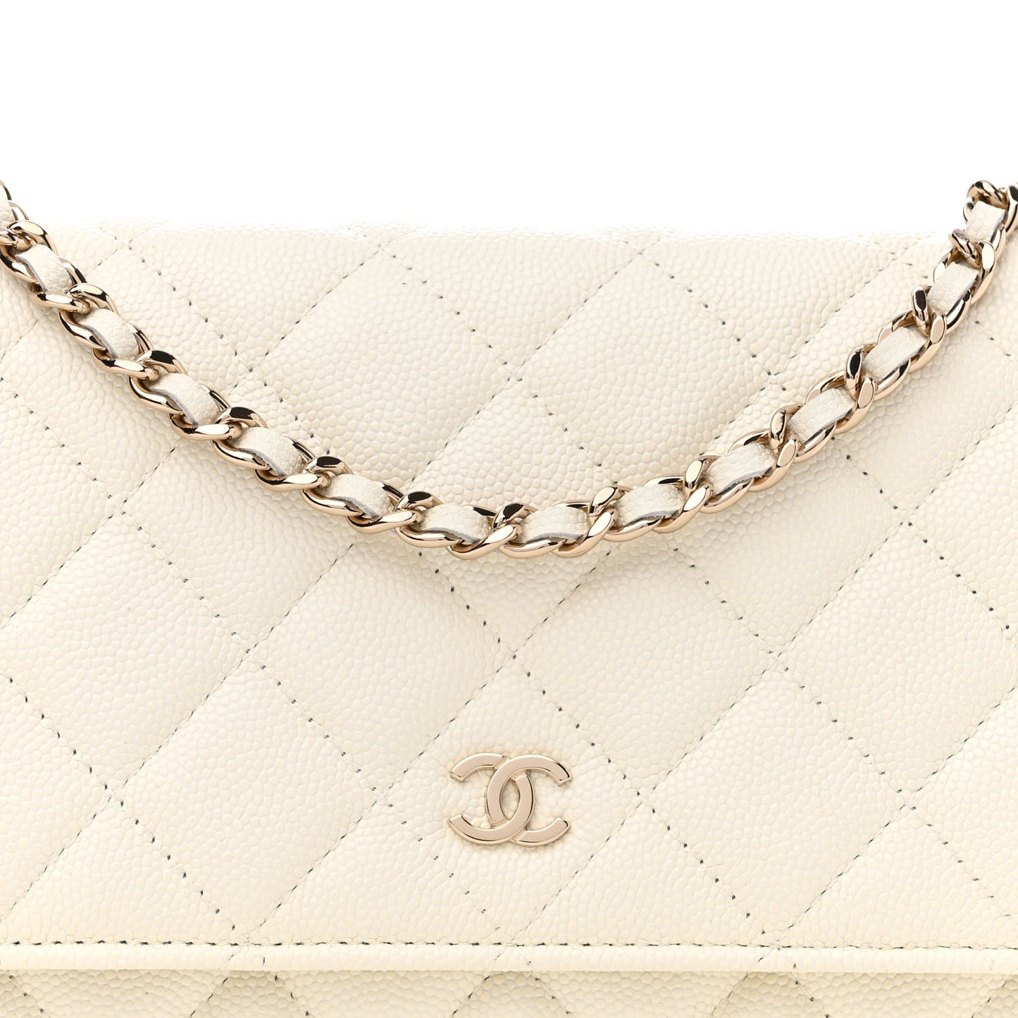 Caviar Quilted Wallet On Chain WOC White