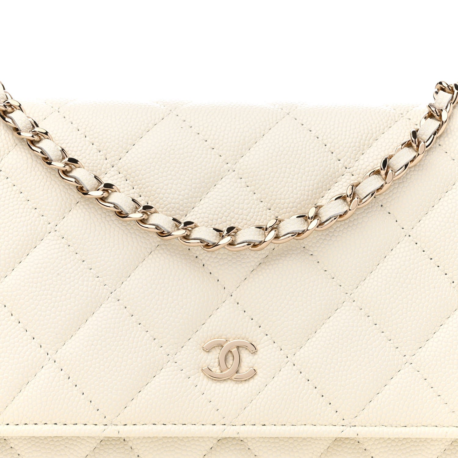 Chanel Caviar Quilted Wallet On Chain WOC White 8 of 12