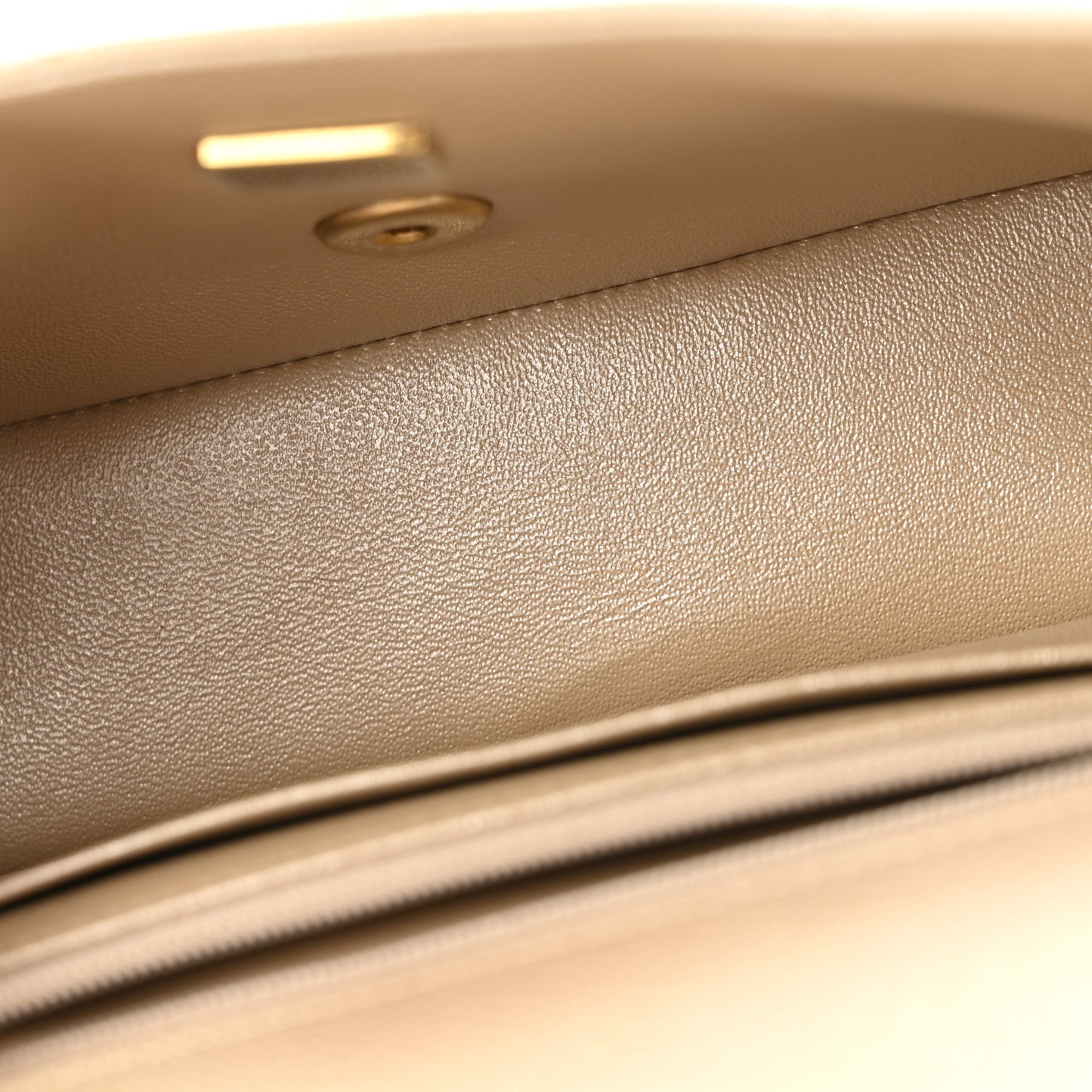 Metallic Goatskin Quilted Mini Rectangular Flap Gold