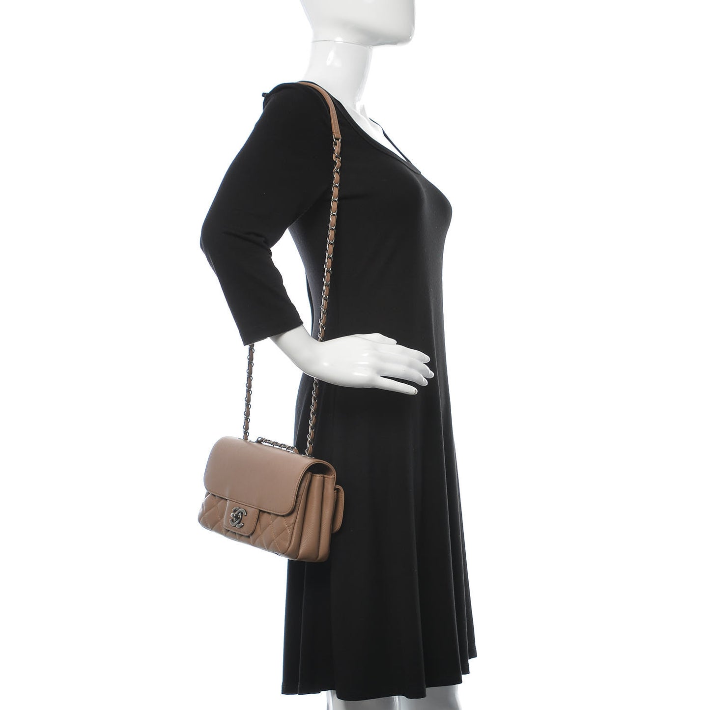 Caviar All About Flap Bag Beige