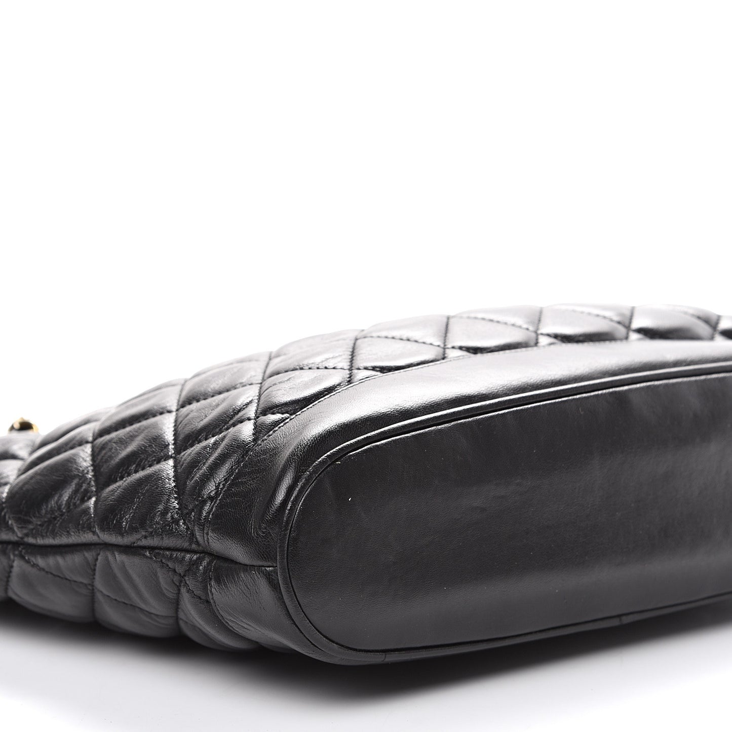 Lambskin Quilted Shopper Tote Black