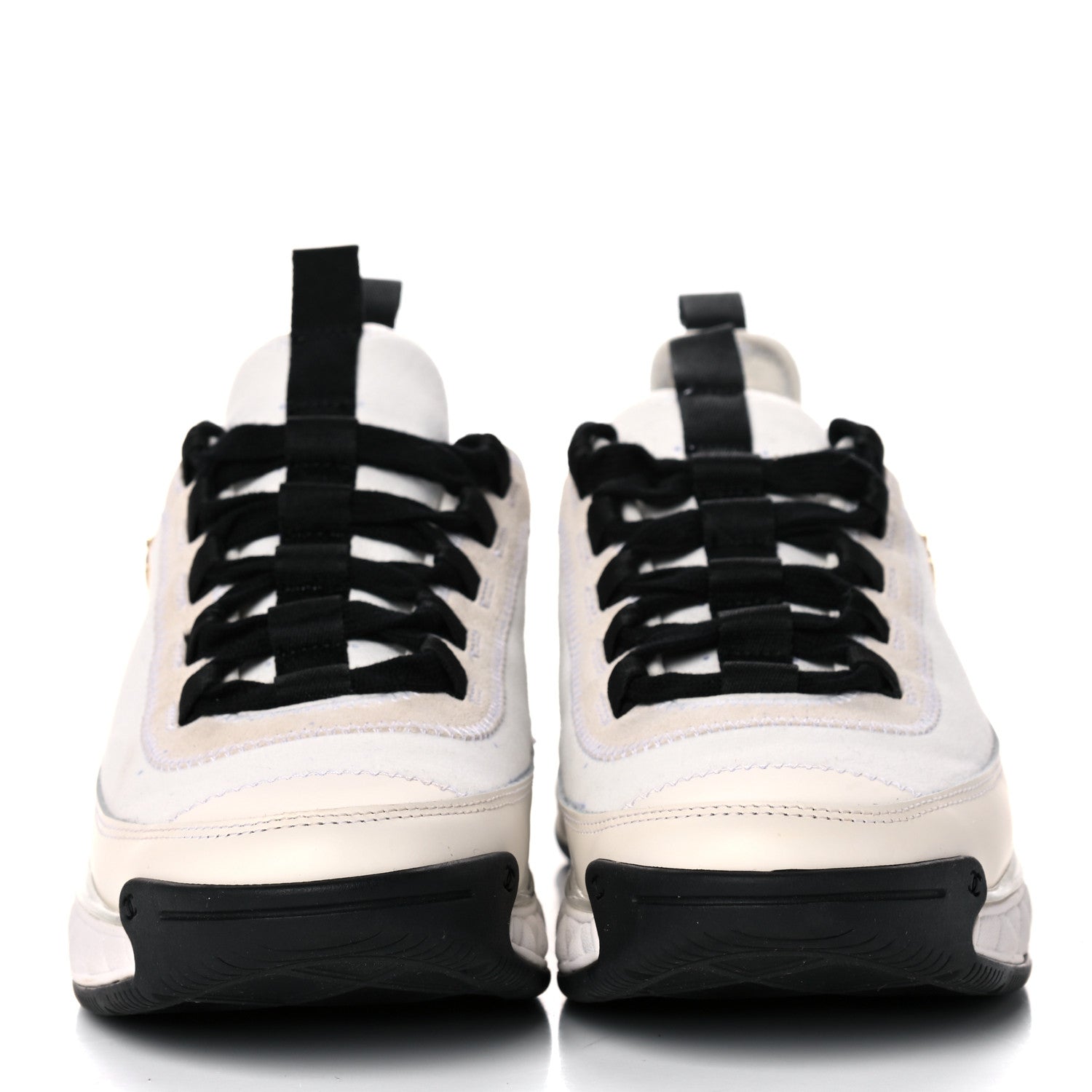 Chanel Velvet Calfskin Mixed Fibers CC Sneakers 39 Ivory Black 2 of 17