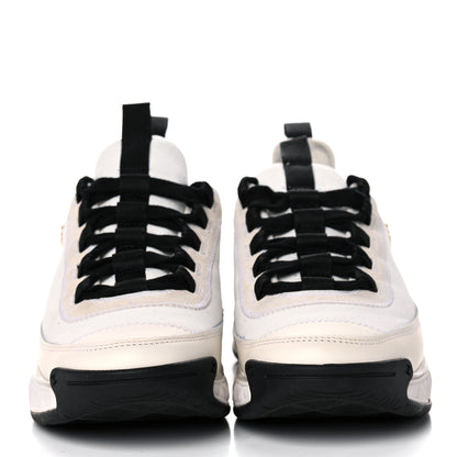Chanel Velvet Calfskin Mixed Fibers CC Sneakers 39 Ivory Black 2 of 17