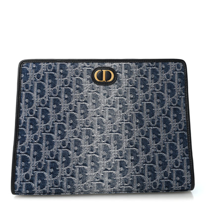 Christian Dior Denim Jacquard Oblique 30 Montaigne Dea Pouch  Blue 1 of 7