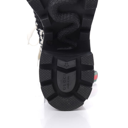 Gucci Tweed GG Monogram Lace Up Combat Ankle Boots 40.5 Black 8 of 12