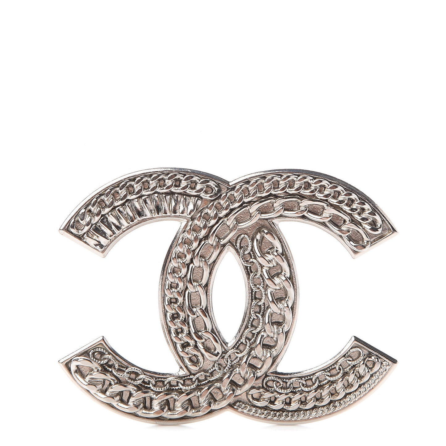 Chain CC Large Brooch Silver