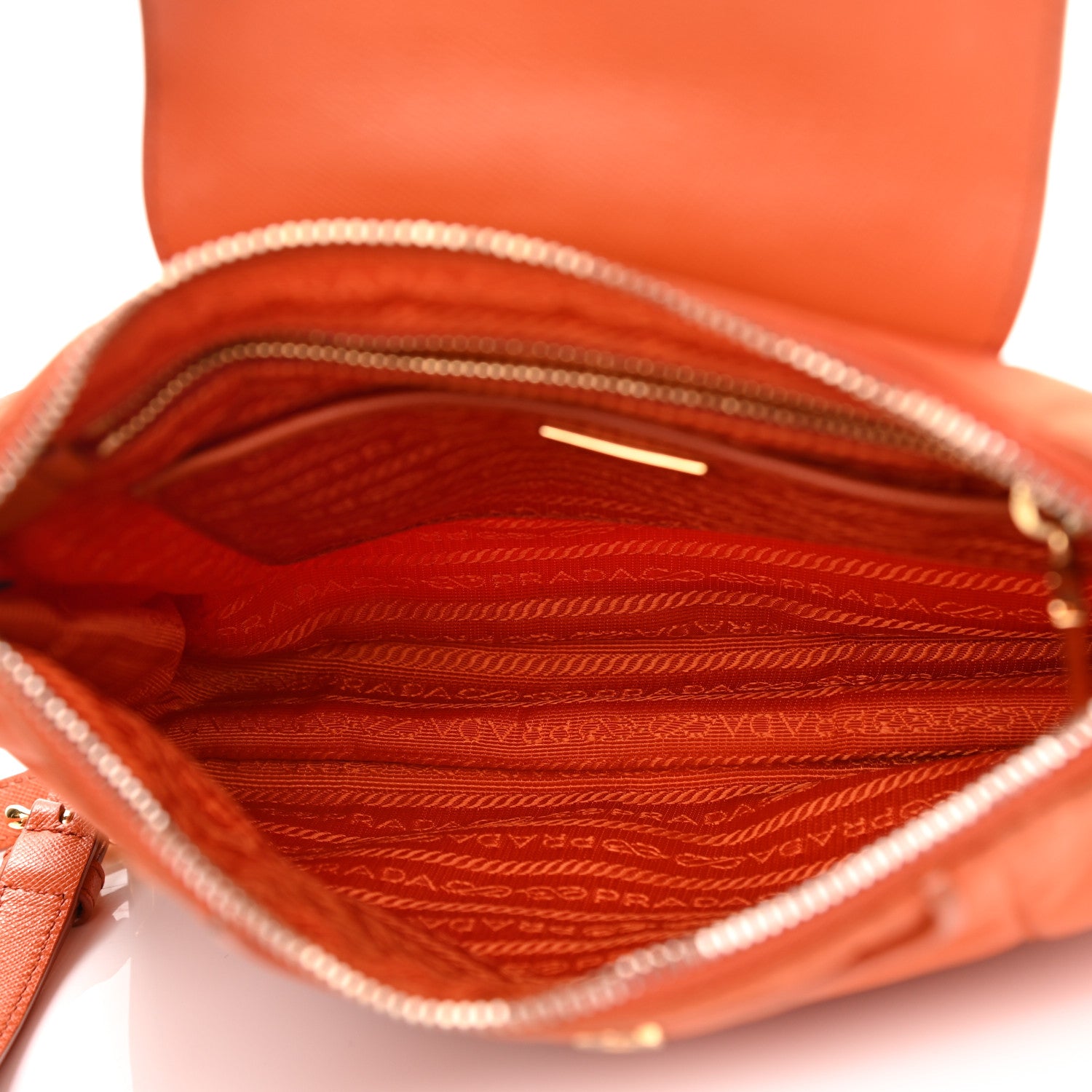 Prada Tessuto Nylon Saffiano Tote Papaya 4 of 15